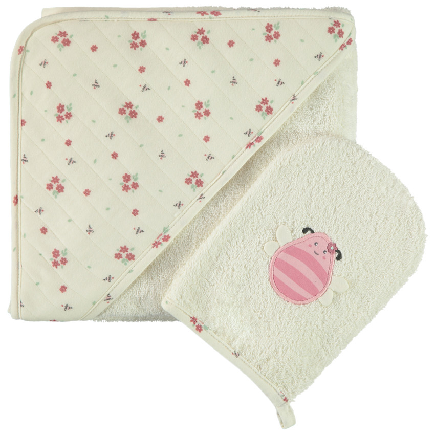 Set de baño capa + manopla fantasía abeja para bebé niña 