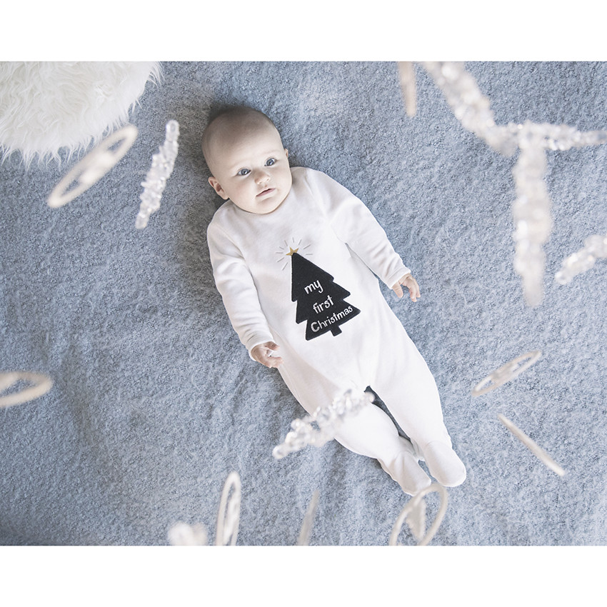 Pelele de terciopelo con estampado de árbol de Navidad para bebé 