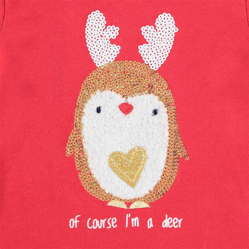 Camiseta interior con cuello subido y cervatillo de lentejuelas y borreguillo 