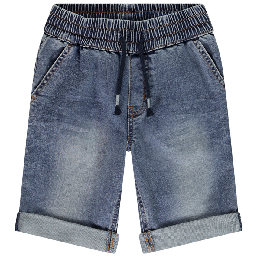 Bermudas efecto jean con cintura elástica para niño 