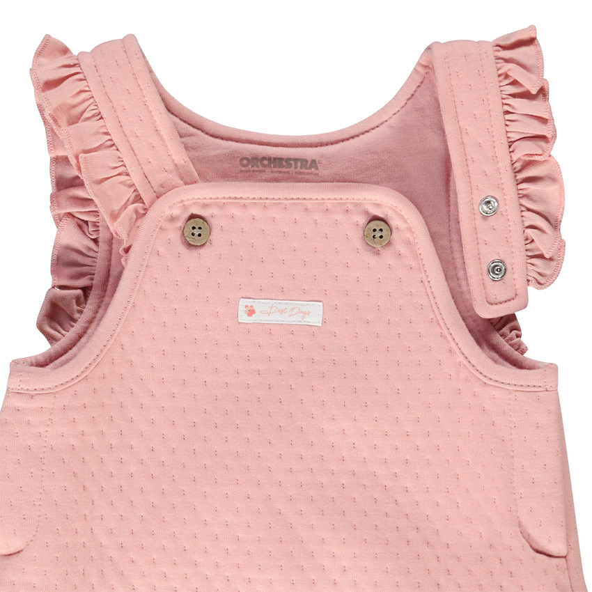 Conjunto 2 piezas con peto para bebé niña 