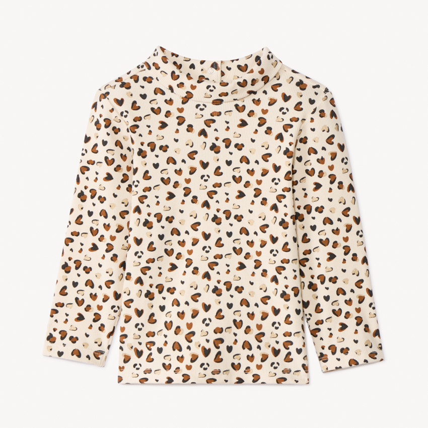 Pelele estampado corazón y cuello chimenea para bebé niña 