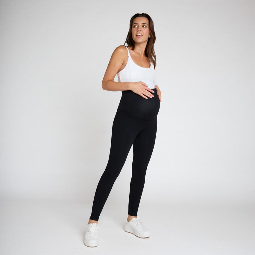 Pantalón postparto de microfibra con banda alta 