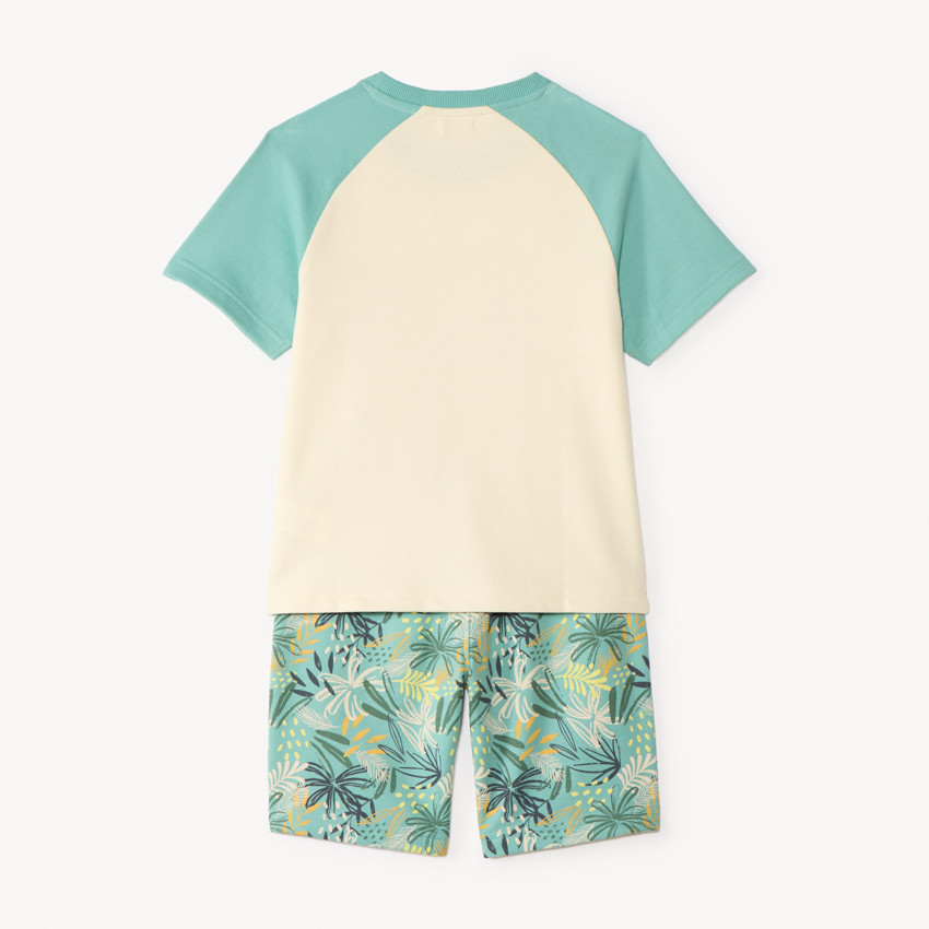 Conjunto de camiseta corta + bermuda con estampado de selva para niño 