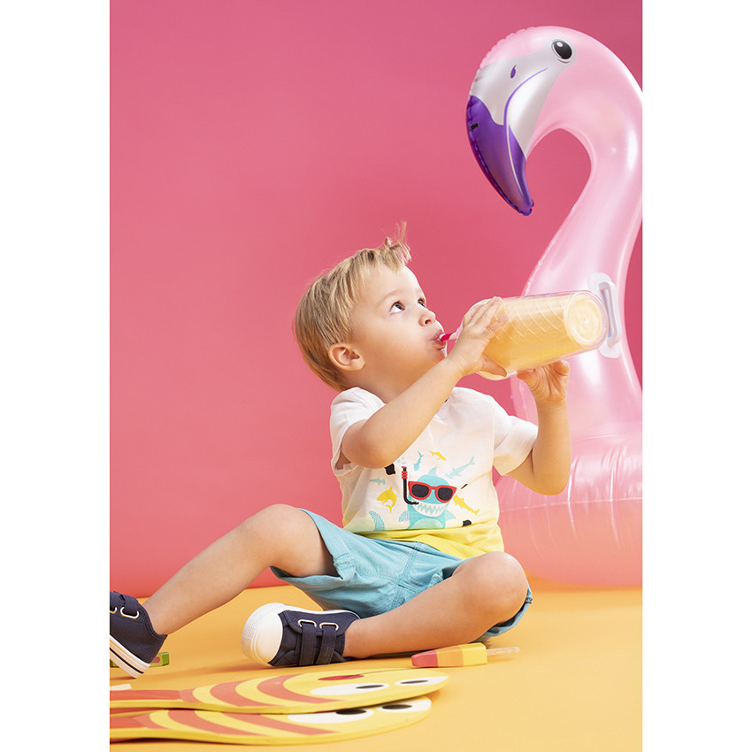 T-shirt manches courtes effet tie and dye print requin 