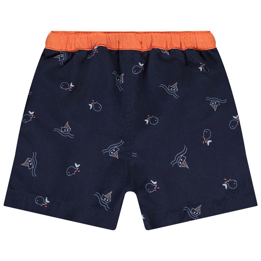 Short de baño estampado de ballenas y veleros para bebé niño 