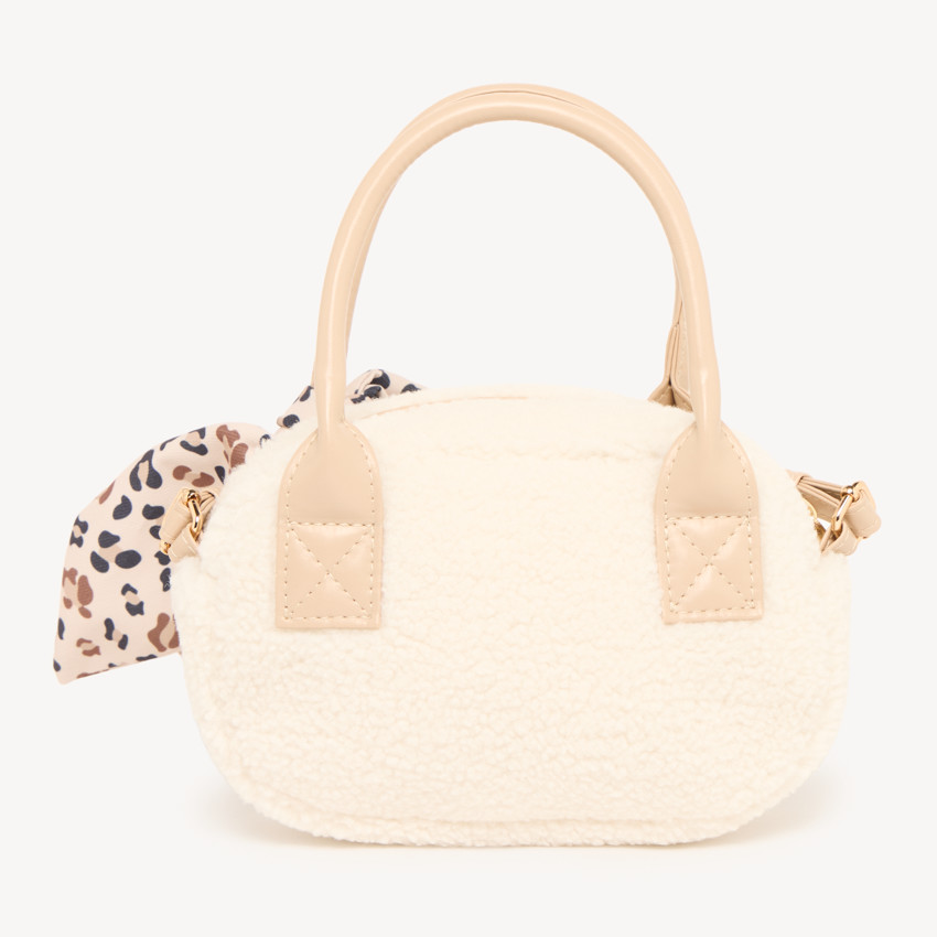 Bolso bandolera de sherpa para niña con lazo de leopardo 