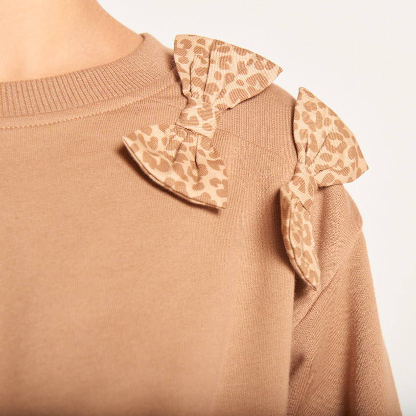 Vestido efecto 2 en 1 bicolor con estampado de leopardo para niña 