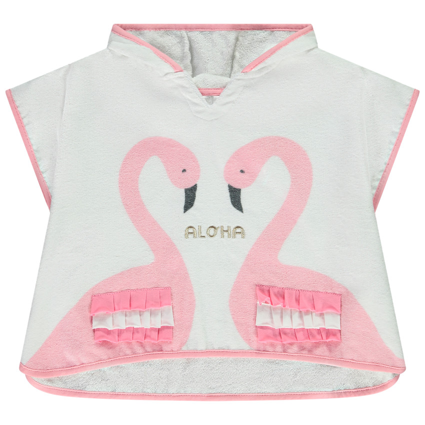 Capa de baño de esponja con estampado de flamencos rosas para bebé niña 