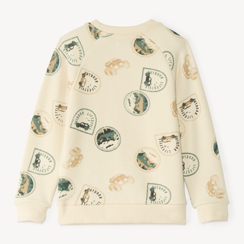 Sudadera de manga larga de felpa con estampado de sellos para niño. 