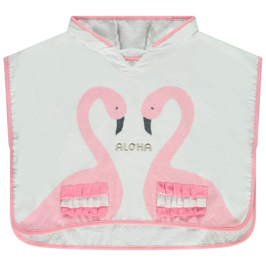 Capa de baño de esponja con estampado de flamencos rosas para bebé niña 