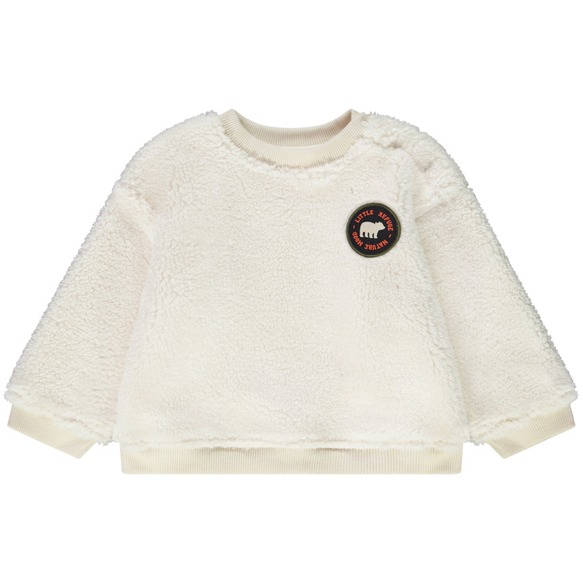 Sudadera de felpa sherpa con parche bordado para niño. 