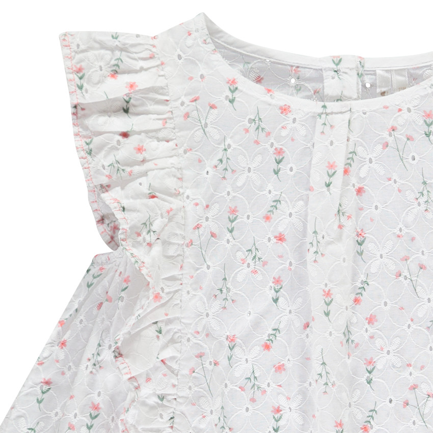 Conjunto de 2 piezas con blusa de encaje inglés para niña. 