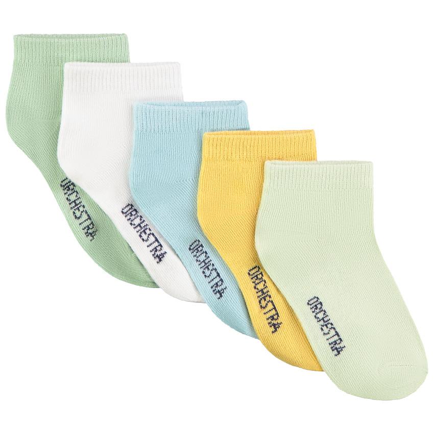 Pack de 5 pares de calcetines cortos lisos para bebé niño 