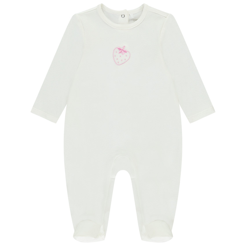 Pelele uni con bordado fantasía para niña 