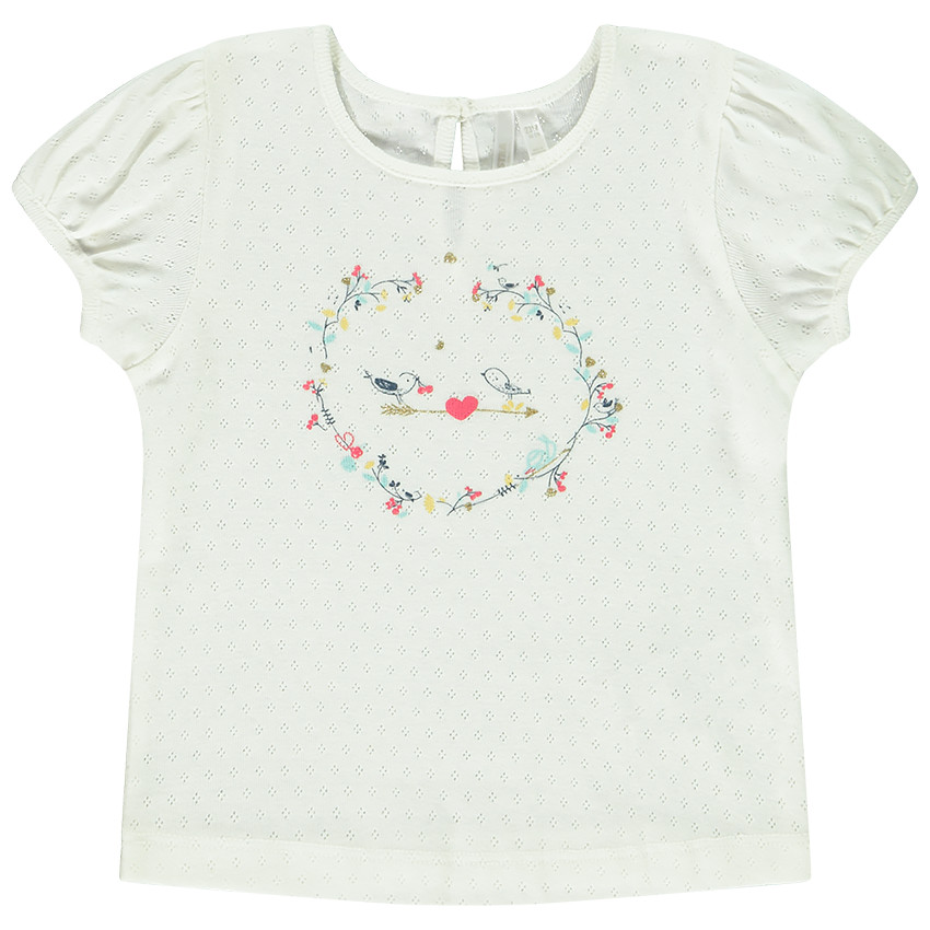 T-shirt manches courtes en maille pointelle pour bébé fille 