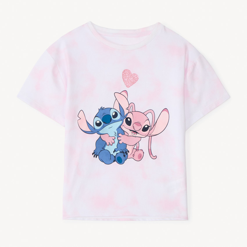 Camiseta de manga corta Stitch & Angel Disney tie dye para niña 