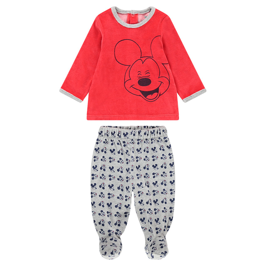 Pijama de terciopelo con estampado de Mickey ©Disney y pantalón all-over  Additional Pijama de terciopelo con estampado de Mickey ©Disney y pantalón all-over