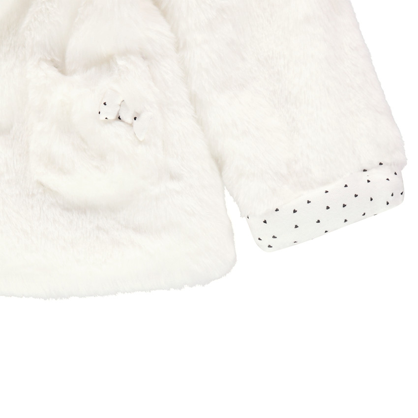Chaqueta de borreguito con capucha y forro de punto con estampado all-over 