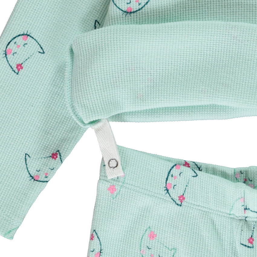 Pijama de 2 piezas de punto con estampado de gatos para bebé niña 