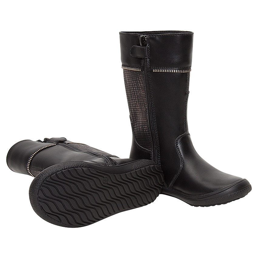 Botas negras con cremallera y aplique de fantasía 