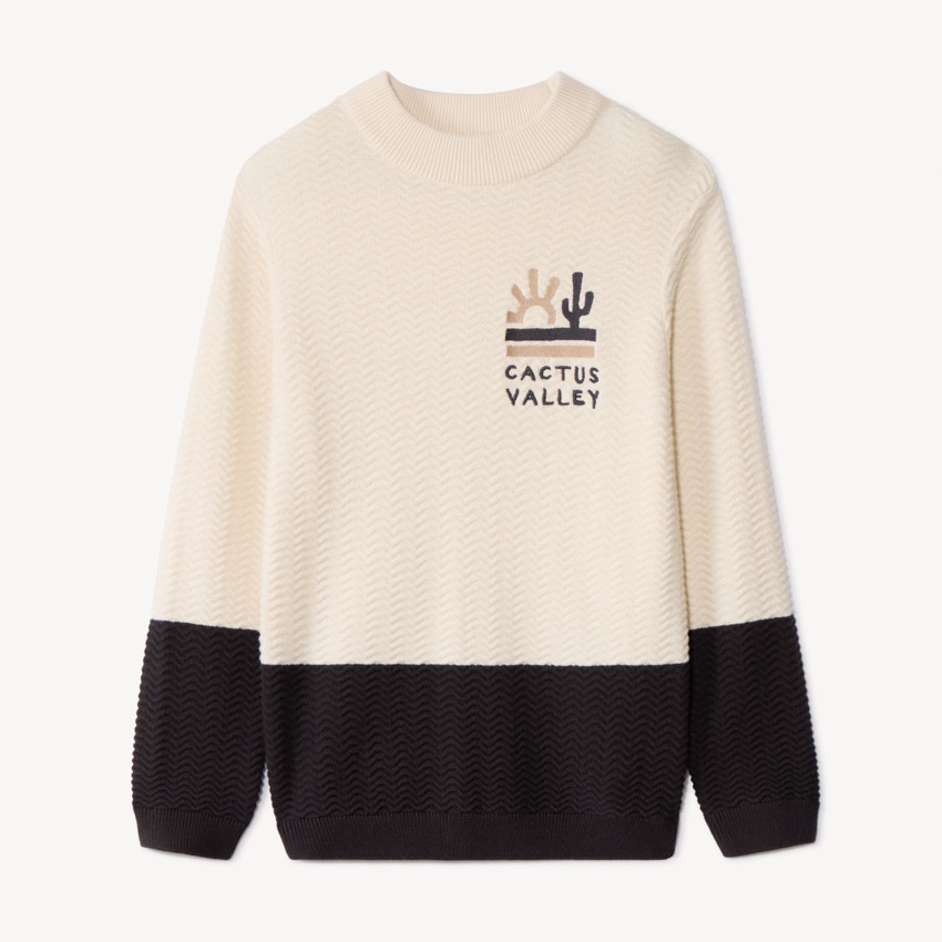 Jersey de punto fantasía efecto color block bordado para niño 