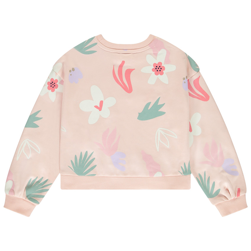 Sudadera de felpa estampada con impresión puff brillante para niña 