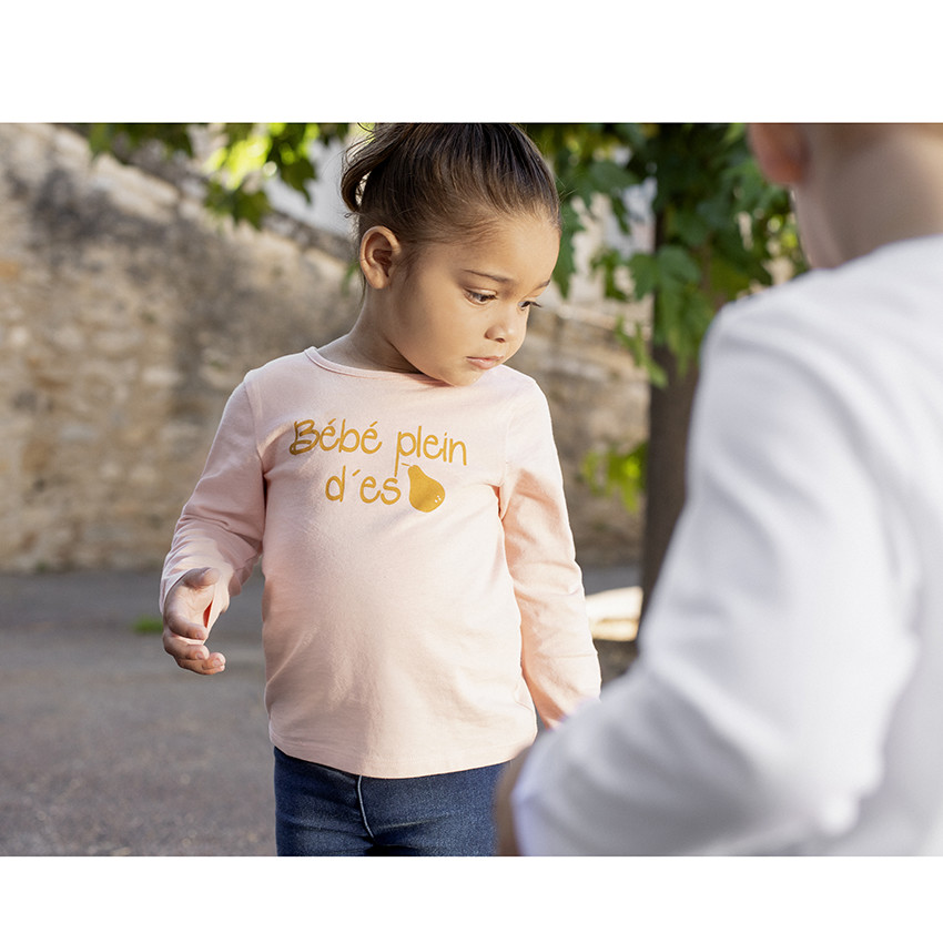 Camiseta de manga larga de algodón con mensaje para bebé niña 