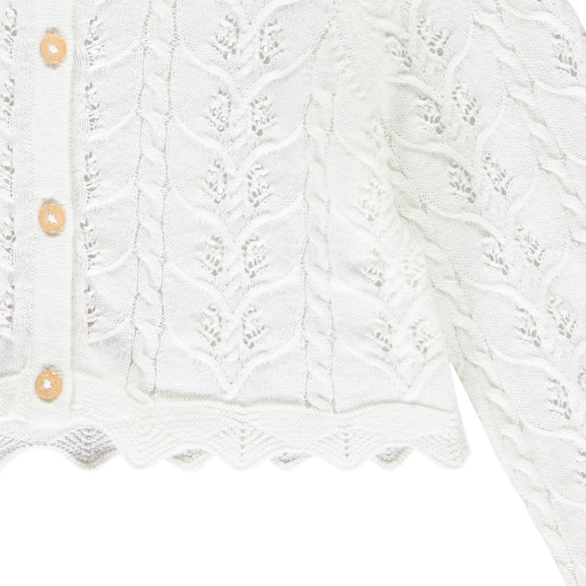 Chaleco corto de punto calado para bebé niña 