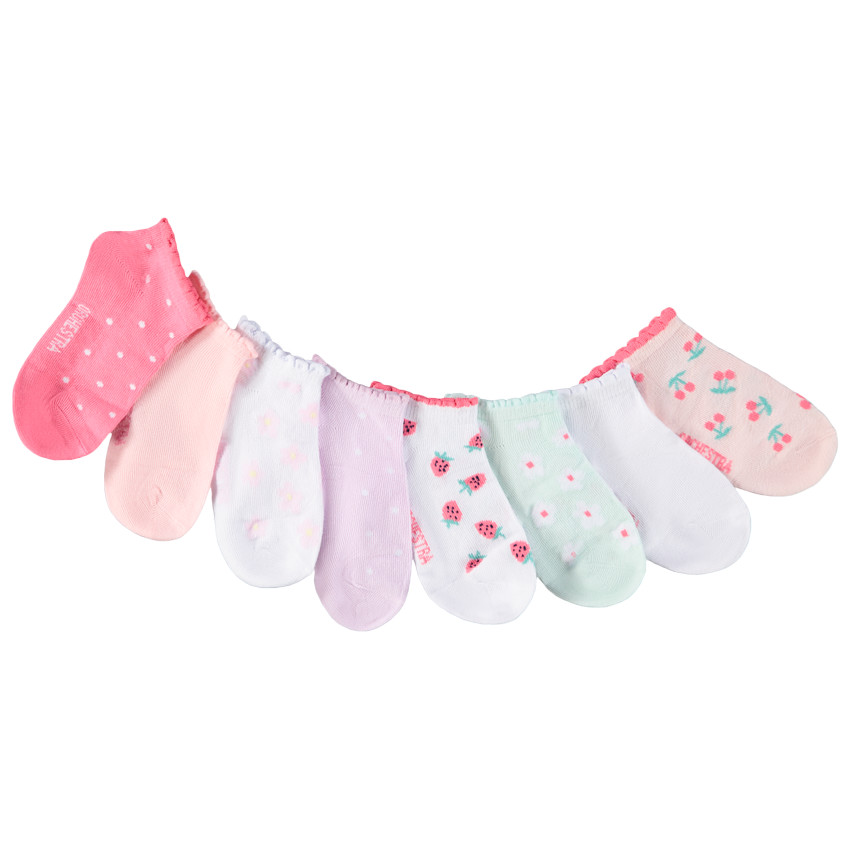 Pack de 8 pares de calcetines cortos con motivos para niña 
