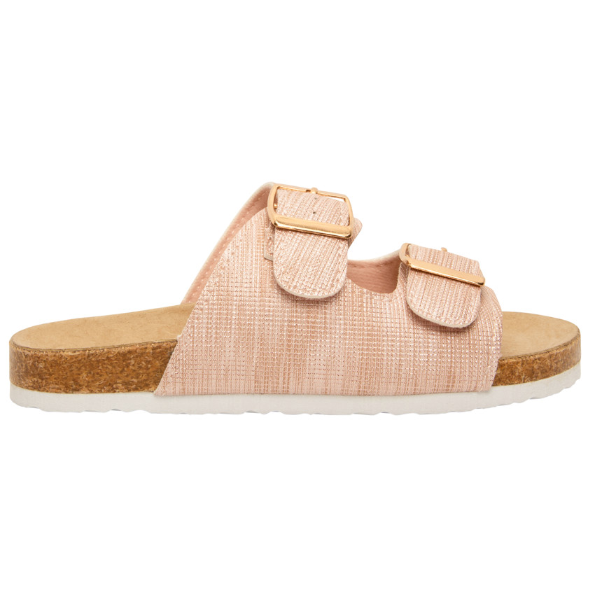 Sandalias rosas con doble hebilla para niña 