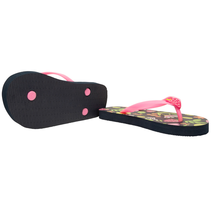 Sandalias con estampado de frutas y detalle de fresa para niña con tira ajustable 