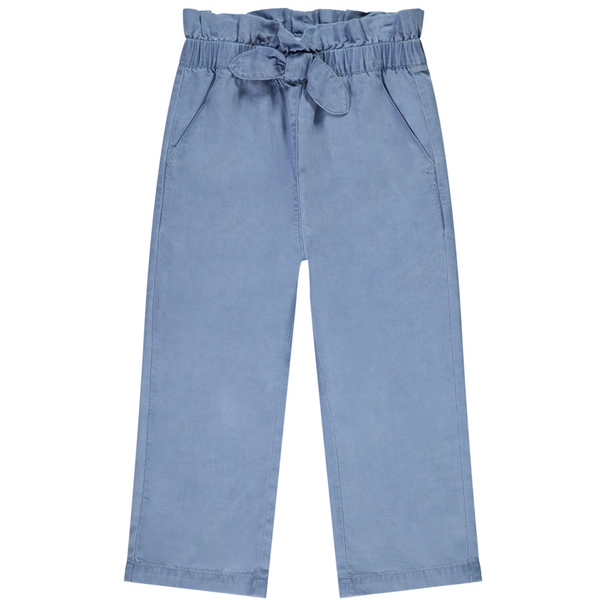 Pantalón ancho corte paper bag con lazo para niña 