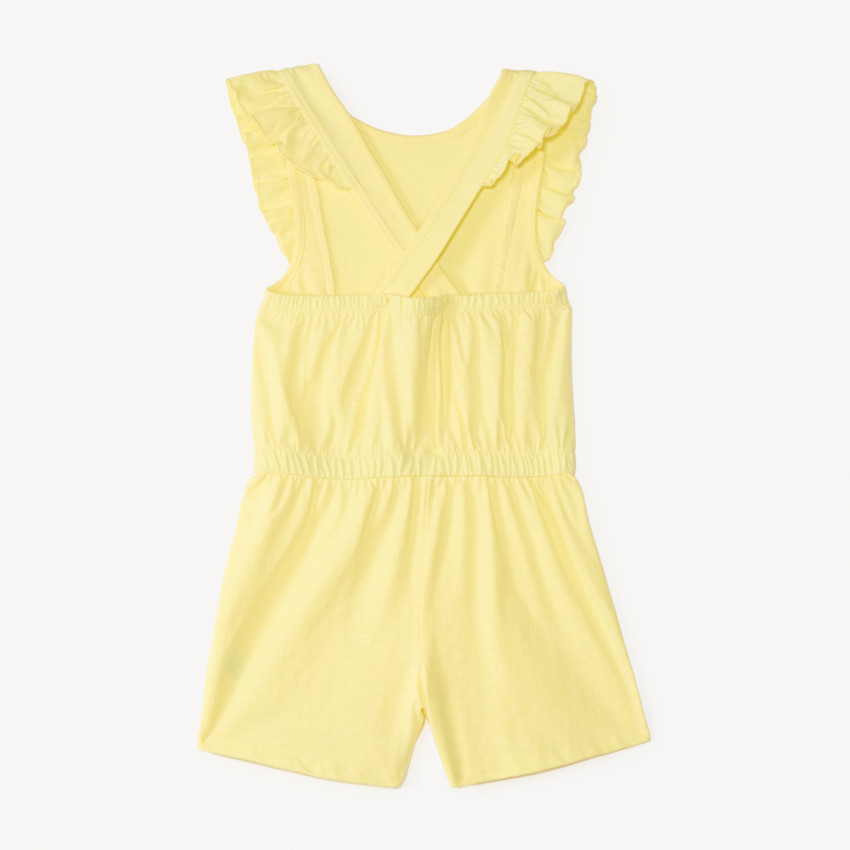 Mono de slub liso con tirantes con volantes para niña 