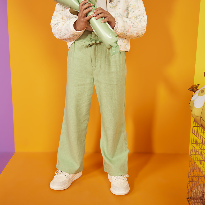 Pantalón ancho de tela lisa para niña 