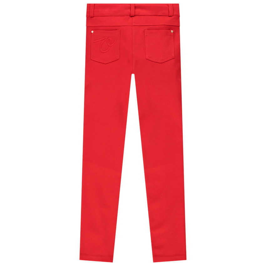 Pantalón milano liso con parches en las rodillas para niña 