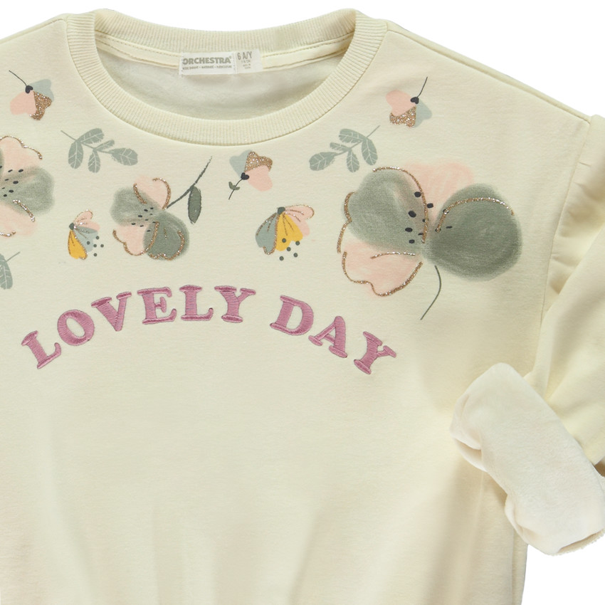 Sudadera oversize con flores y estampados para niña 