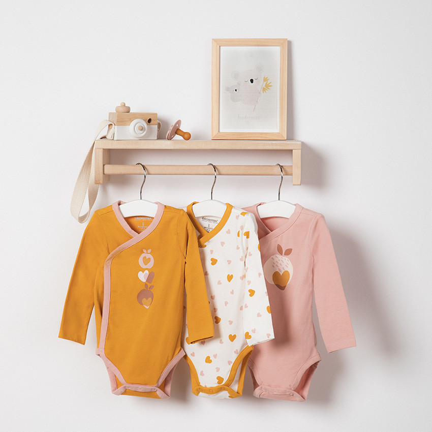 Pack de 7 bodies de manga larga de algodón para bebé niña 
