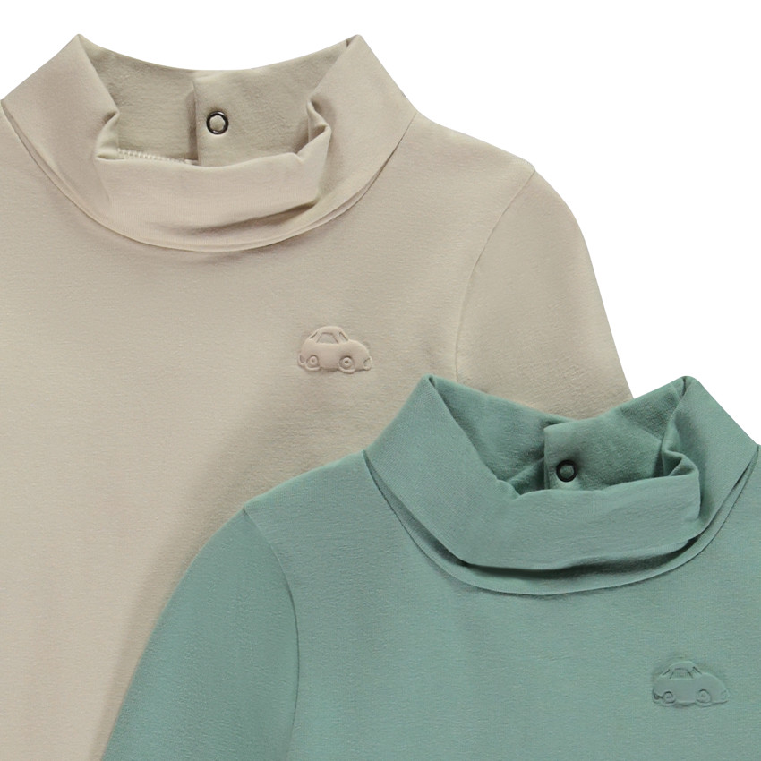 Lote de 2 peleles lisos con cuello alto para bebé niño 