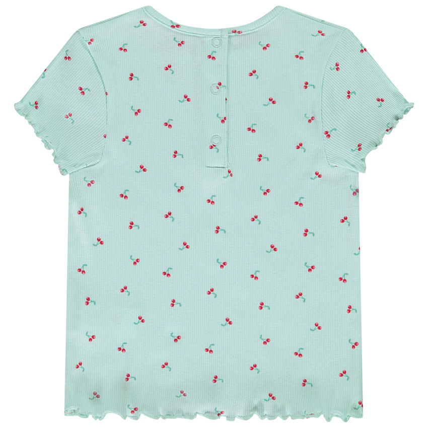 Camiseta de manga corta efecto canalé para bebé niña 