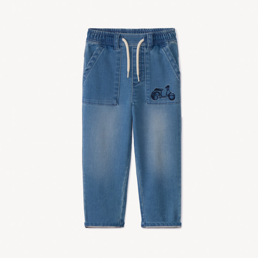 Pantalón cargo tipo vaquero con bordado de scooter para bebé niño 
