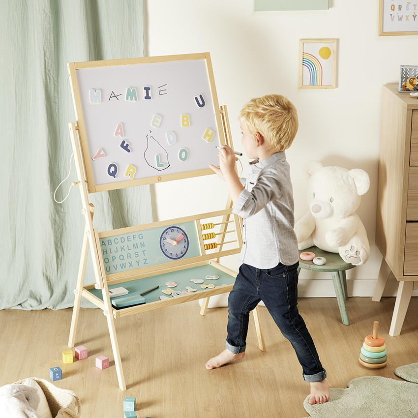 Chevalet doble cara magnético pizarra negra y pizarra blanca 