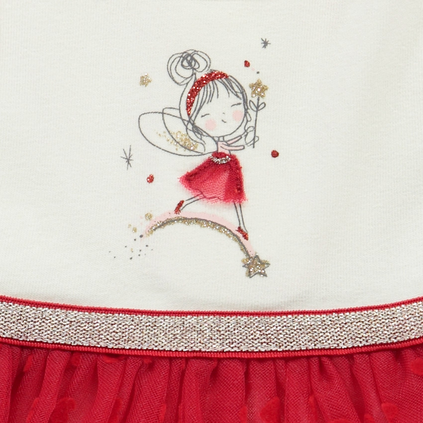 Vestido de fiesta efecto 2 en 1 bicolor con corazones para bebé niña 