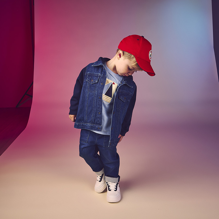 Chaqueta bicolor con capucha para bebé niño 