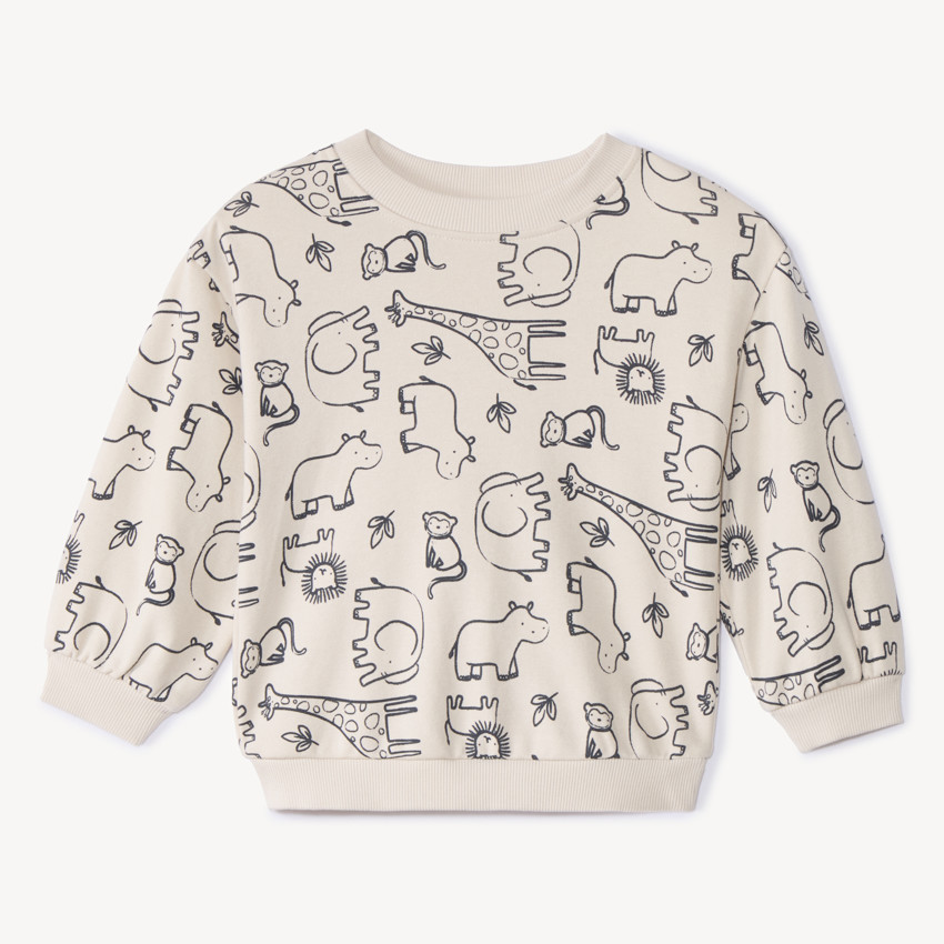 Sudadera de felpa oversize con estampado de animales para bebé niño 