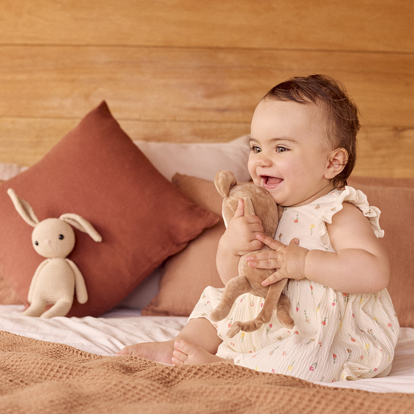 Vestido body de jersey arrugado estampado para bebé niña 