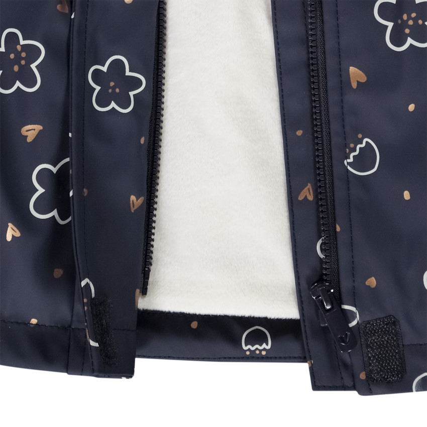 Parka de goma con capucha y estampado fantasía para bebé niña 