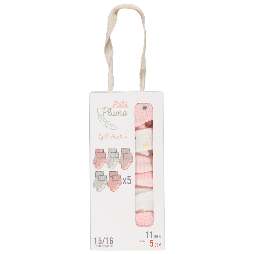 Lote de 5 pares de calcetines de punto elástico para bebés prematuros 