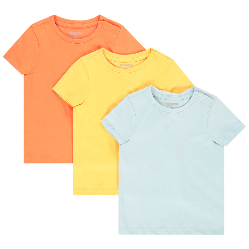 Pack de 3 camisetas de algodón lisas para bebé niño 