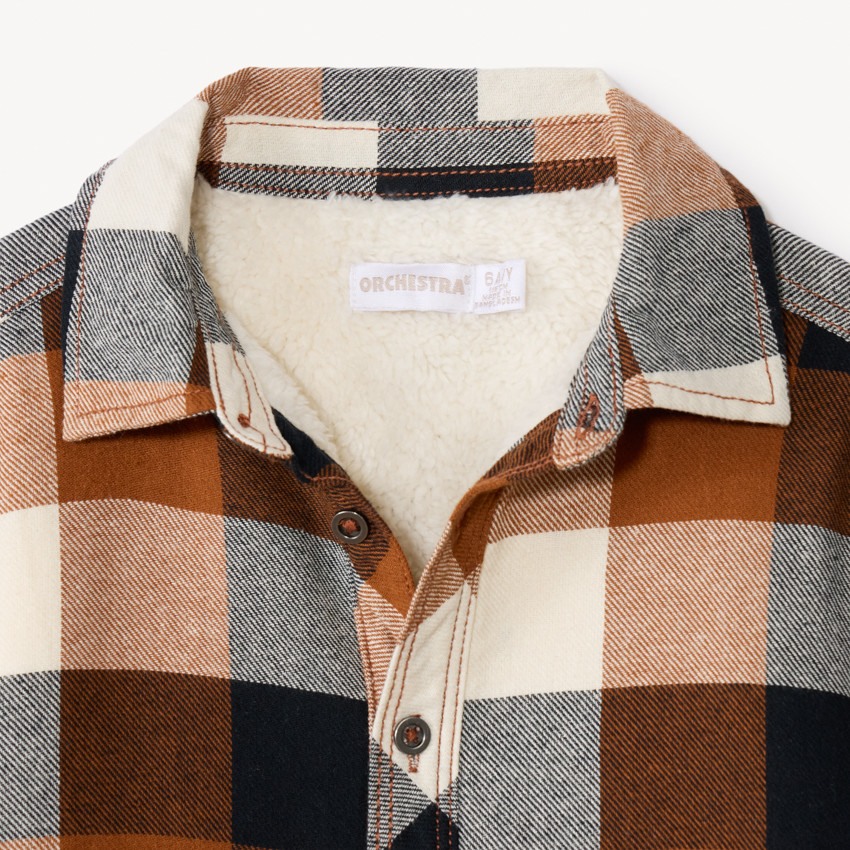 Sobrecamisa de franela con forro a cuadros para niño 